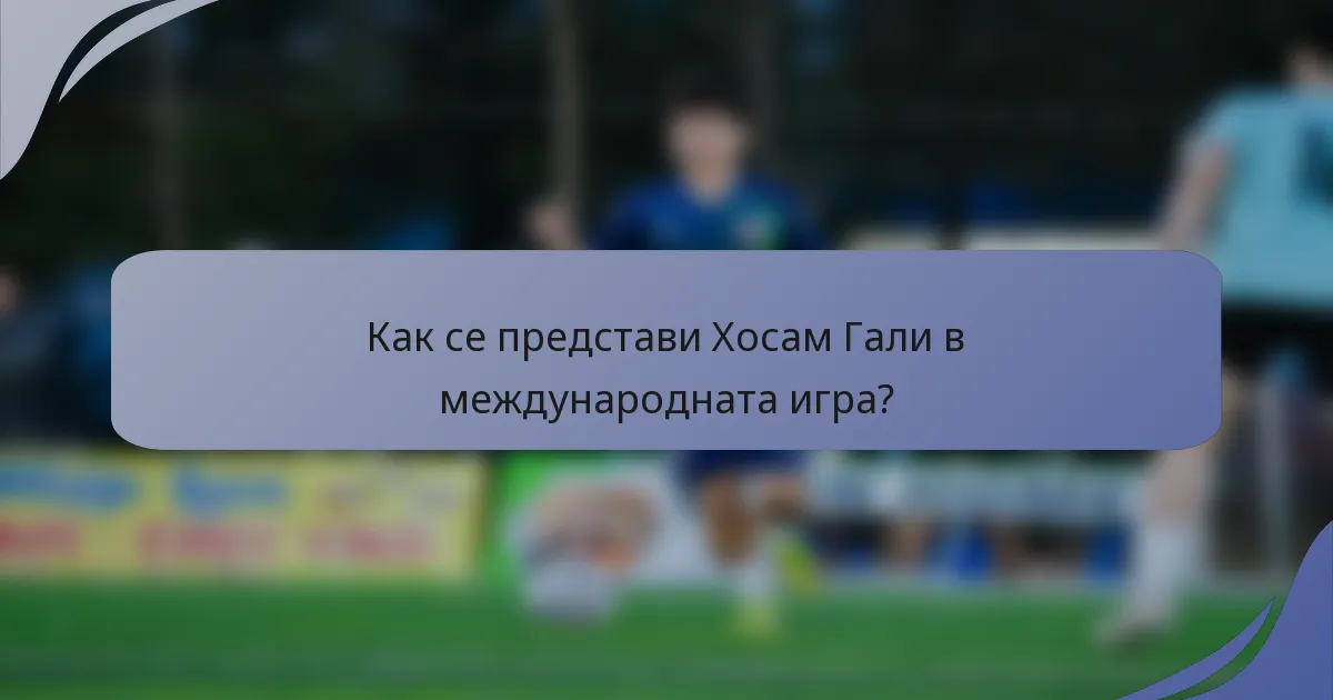 Как се представи Хосам Гали в международната игра?
