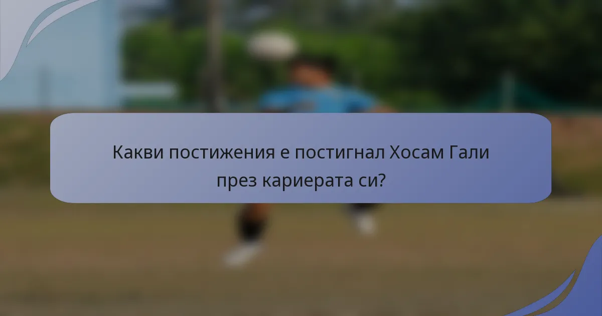 Какви постижения е постигнал Хосам Гали през кариерата си?
