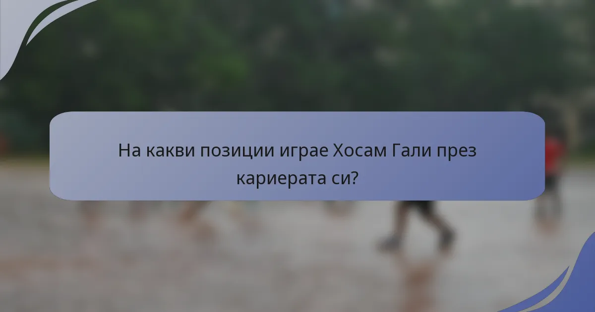На какви позиции играе Хосам Гали през кариерата си?