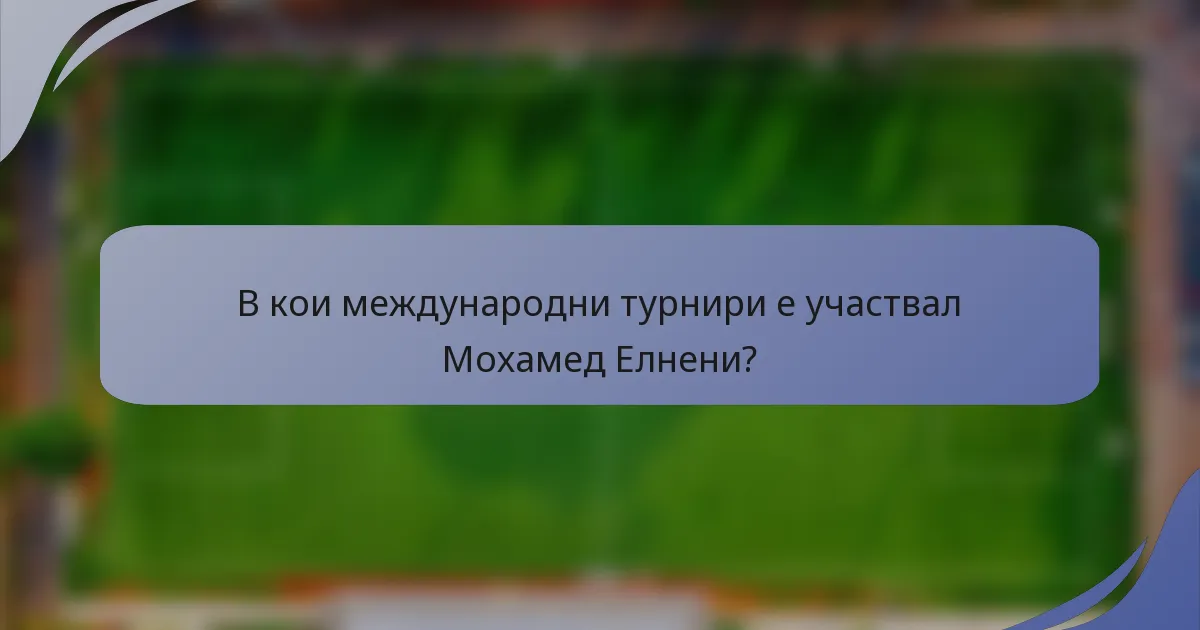 В кои международни турнири е участвал Мохамед Елнени?